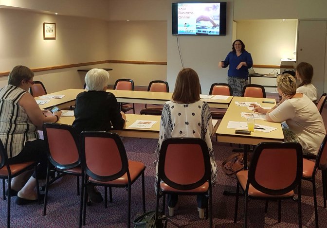 Regional Development Australia Northern Inland Project Officer Tiffany Gilleland presenting a Go Digital workshop.
