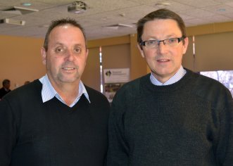 Tamworth’s Charles Lynch (Senior LALC Support Officer with the NSW Aboriginal Land Council) with Guyra-based MLC for NSW, Scot Macdonald.