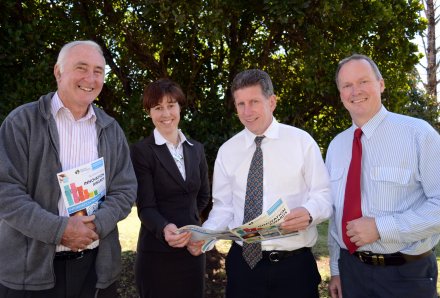 Discussing innovation in local businesses... Walcha Shire Mayor, Cr Bill Heazlett, RDA Northern Inland Snr Project Officer, Kim-Trieste Hastings, Walcha Shire General Manager, Jack O'Hara and Peter Sniekers, the Northern Inland Region Business Development Manager for the NSW Dept Trade & Investment, Regional Infrastructure & Services.